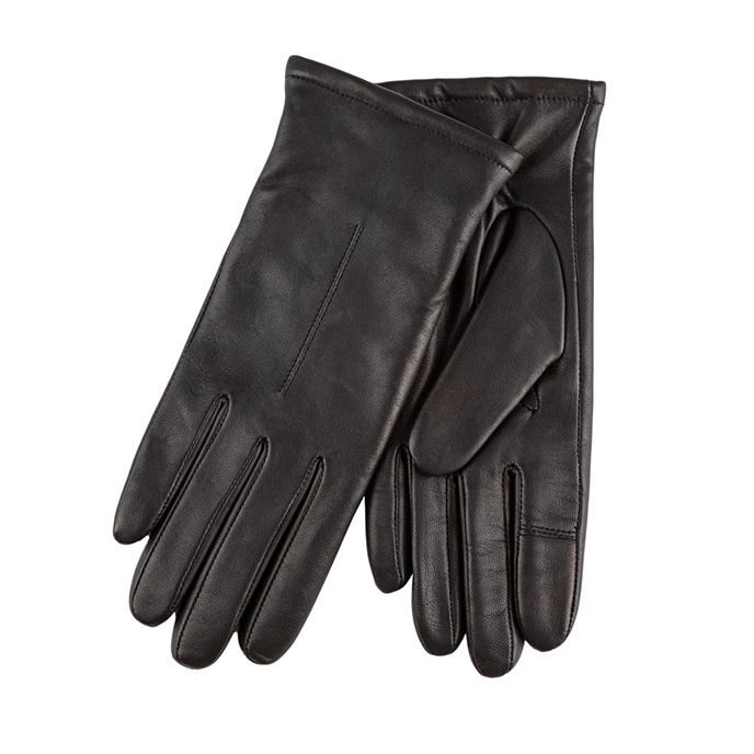 Isotoner Ladies Cashmere Lined One Point Premium Leather Smartouch Gloves Black Extra Image 1